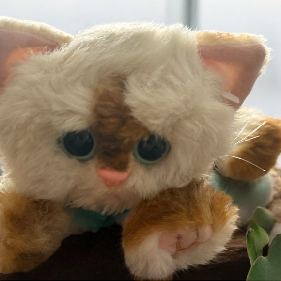 Vintage Kitty Kitty Kittens Plush Siamese Cat 1990s Tyco DSI Teal Satin Bow EUC